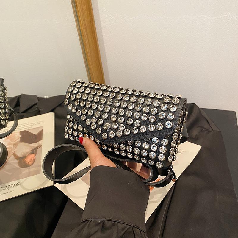 This year, the popular bag women 2025 new European and American fashion rhinestone single shoulder wide shoulder strap crossbody waist breast bag