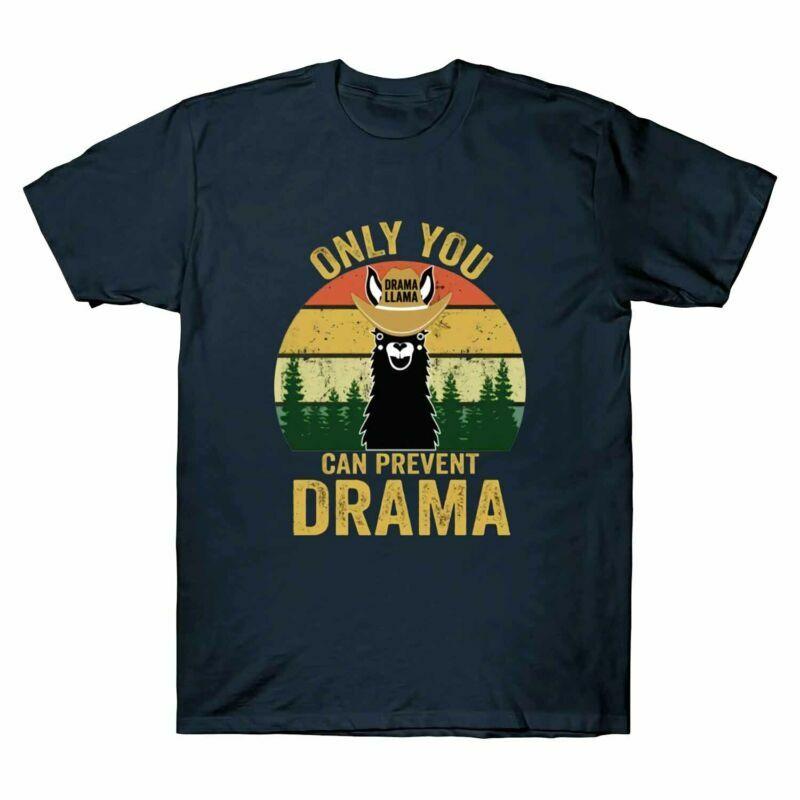 Camping Funny Gift Unisexs Only Cotton Tshirt Llama Prevent Drama Can You Vintage