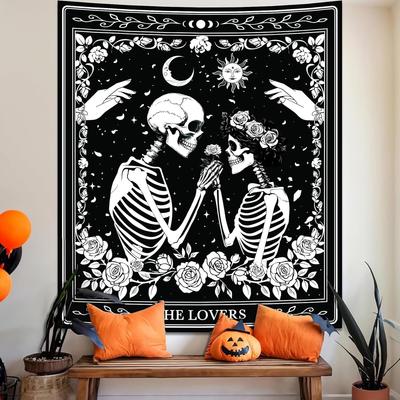 Skeleton Lovers Wall Tapestry Day of the Dead Art Decor Halloween Boho Bedroom Living Room Home Interior Hanging