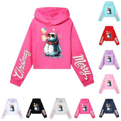 Kinder Freizeitmode Weihnachten Bedrucktes Langarm Kapuzensweatshirt (Kein Kordelzug)