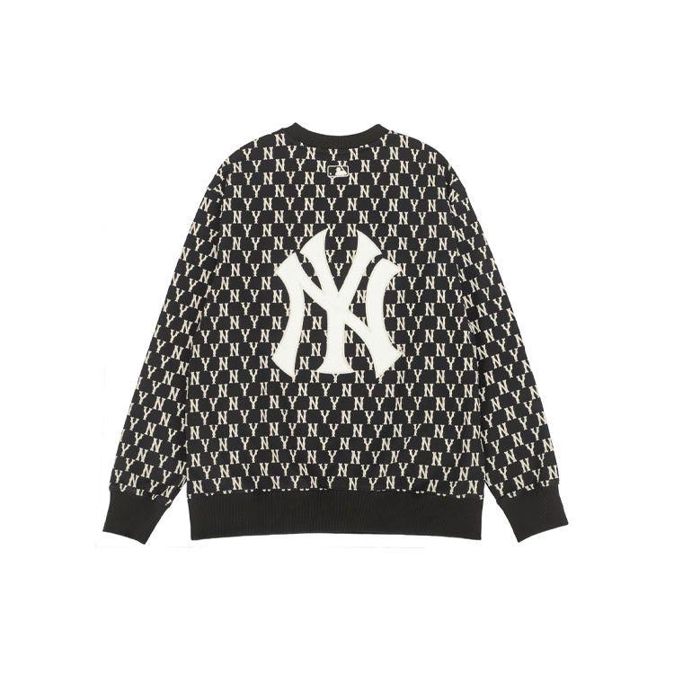 MLB New York Yankees All Over Logo Crewneck Sweatshirt Unisex sweatshirt Black 3AMTM0221-50BKS