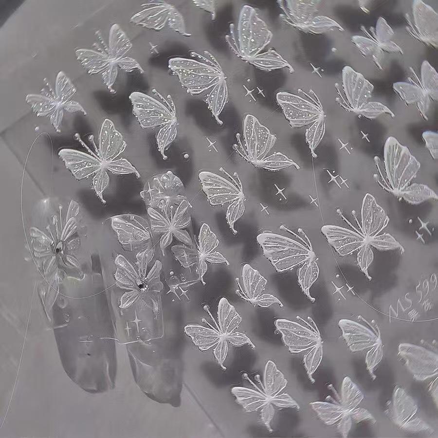 Shell Light Fairy Clear Butterfly Nail Art Sticker Huge Butterfly New Aurora Pure Desire Butterfly Nail Sticker