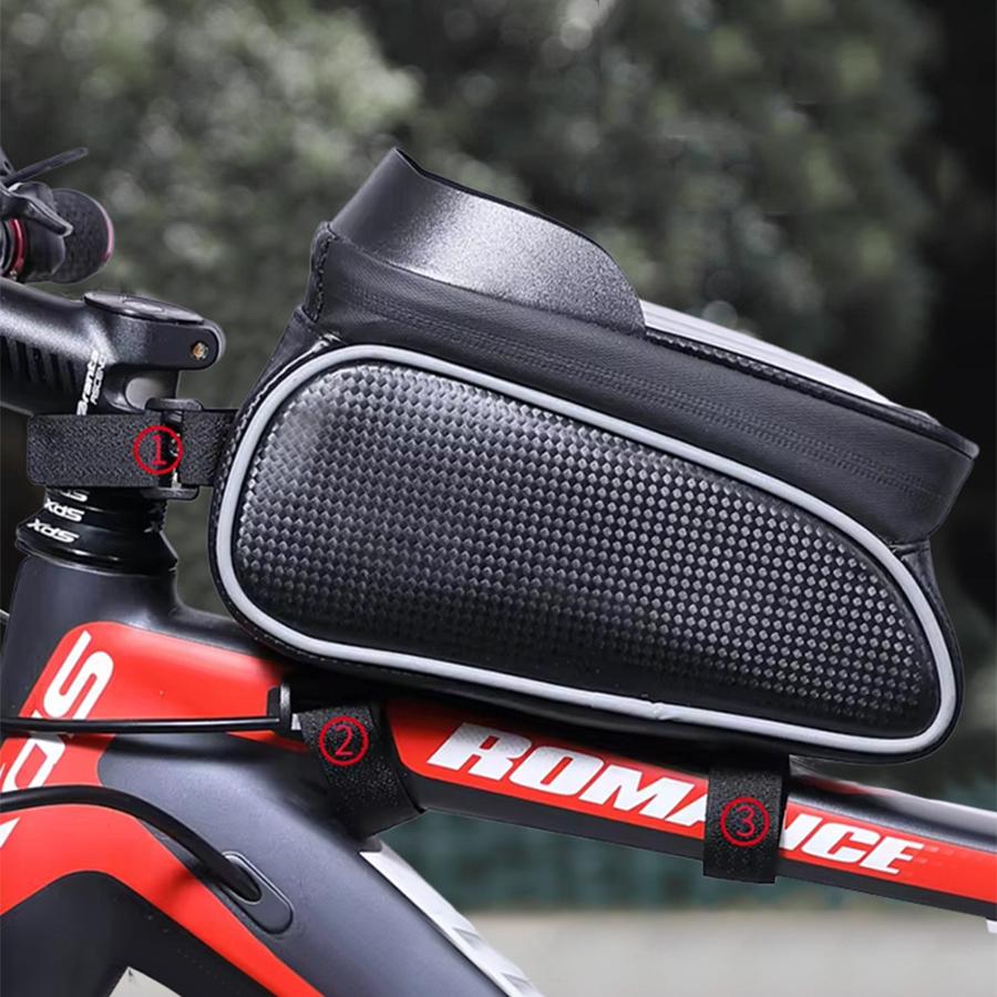 Waterproof Bicycle Frame Bag - Front Tube Phone Pouch for Cycling, Fits 7" Phones & Essentials, Durable Bike Accessories for Men