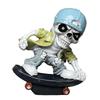Scary Resins Skeleton Sculpture Funny Skateboarding Skull Figurine Ornament for Halloween Party Desktop Decoration