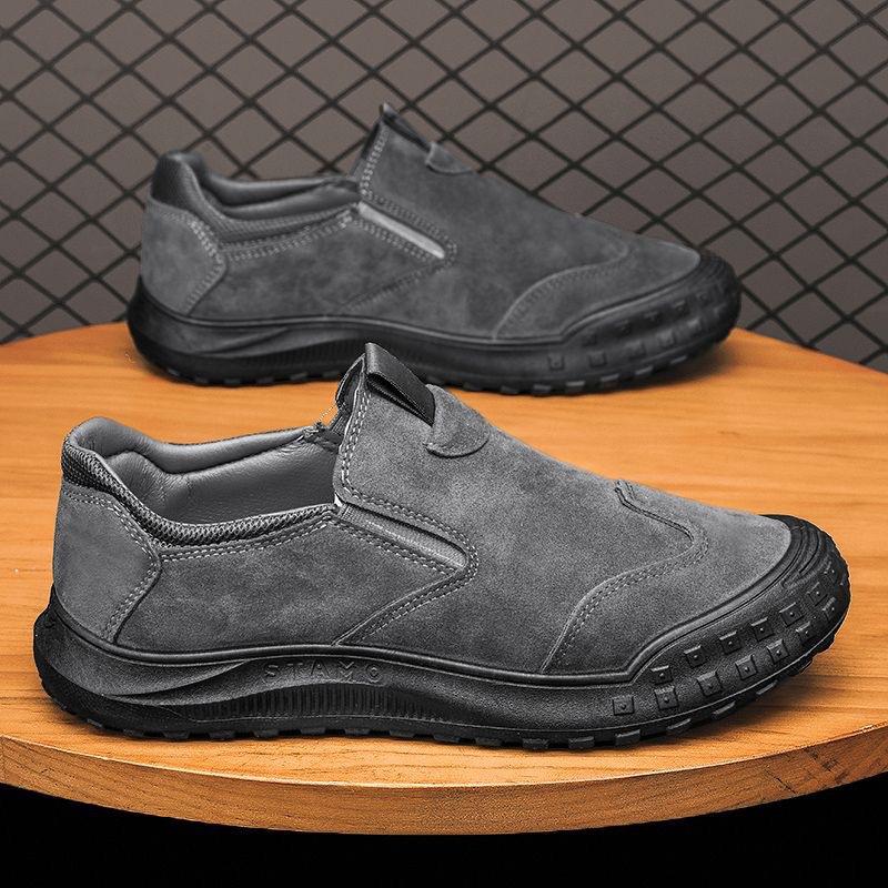 

Мода 2025 Осень Новые Мужские Рабочие Ботинки Дышащие Повседневные Кроссовки Мужская Мода Ретро Стиль Нескользящая Износостойкая Обувь для Ходьбы Мужская 44 серый