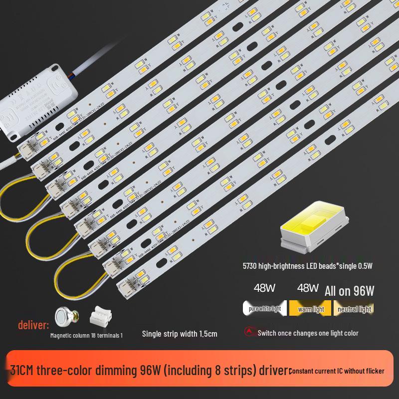 Three-Color LED Strip Light Panel for Living Room Ceiling