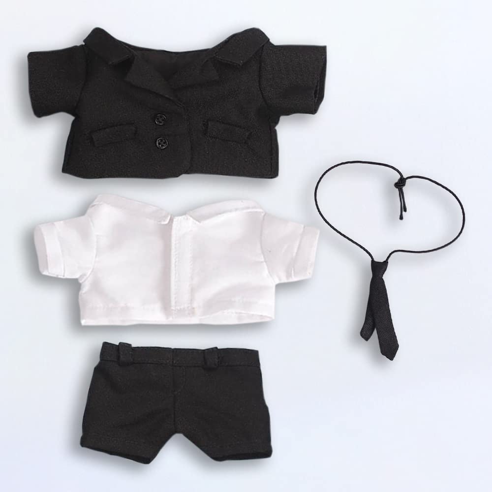 Niannyyhouse 15cm Plush Clothes White Cotton Doll Clothes Set Suit, Jacket, Shirt, Tie, Pants, (Black-2)
