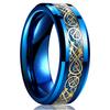 Fashion 8mm Men's Stainless Steel Celtic Dragon Ring Inlay Red Green Black Carbon Fiber Ring Wedding Band Charm Jewelry Gifts