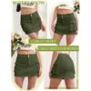 Women Mini Denim Skirt Low Waist Cargo Skirt with Pocket Solid Color Button Zipper Fly Short Skirt Streetwear