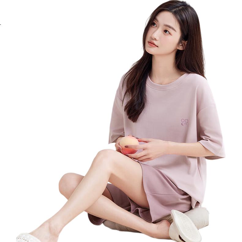 LangSha Women's Pajamas, Summer Soft Breathable Simple Printed Loose Loungewear, Suitable for Outdoor Wear, New Style 2026 Set