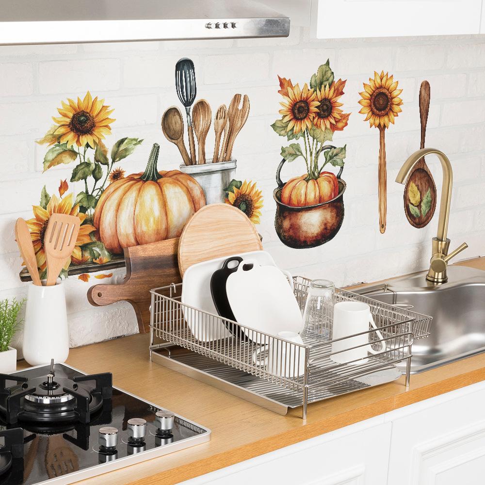 Wholesale of Painted Sunflower Kitchenware Kitchen and Dining Room Wall Beautification and Decoration Stickers