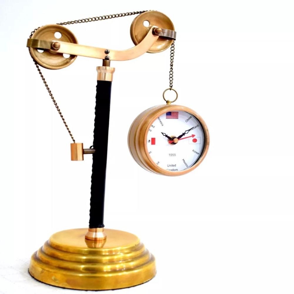 

Настольные часы, винтажные настольные часы в стиле стимпанк с латунным шкивом, ручная работа, настольные часы как