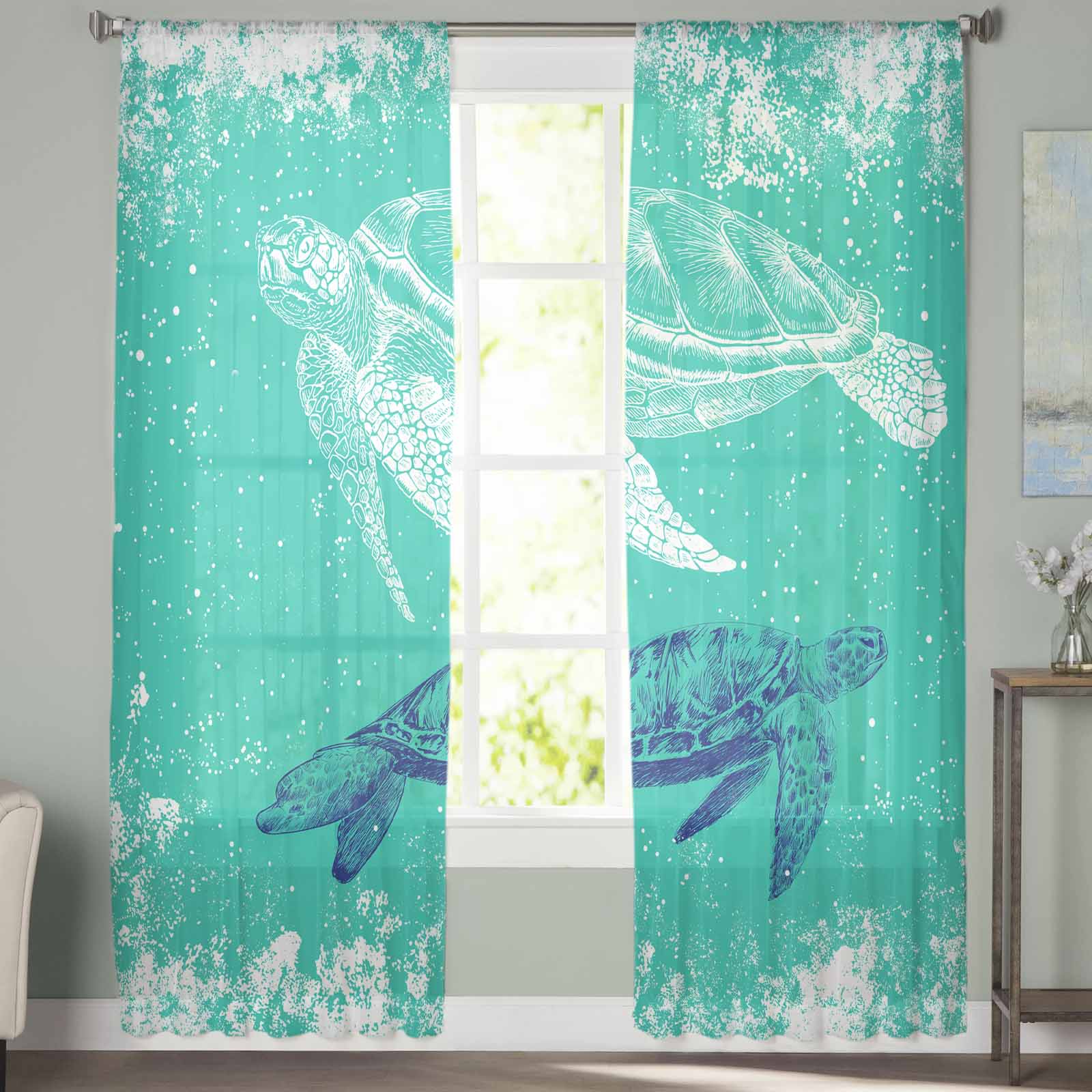 Зеленая черепаха летние снежинки оконные тюлевые шторы для гостиной спальни отеля — фото 3
