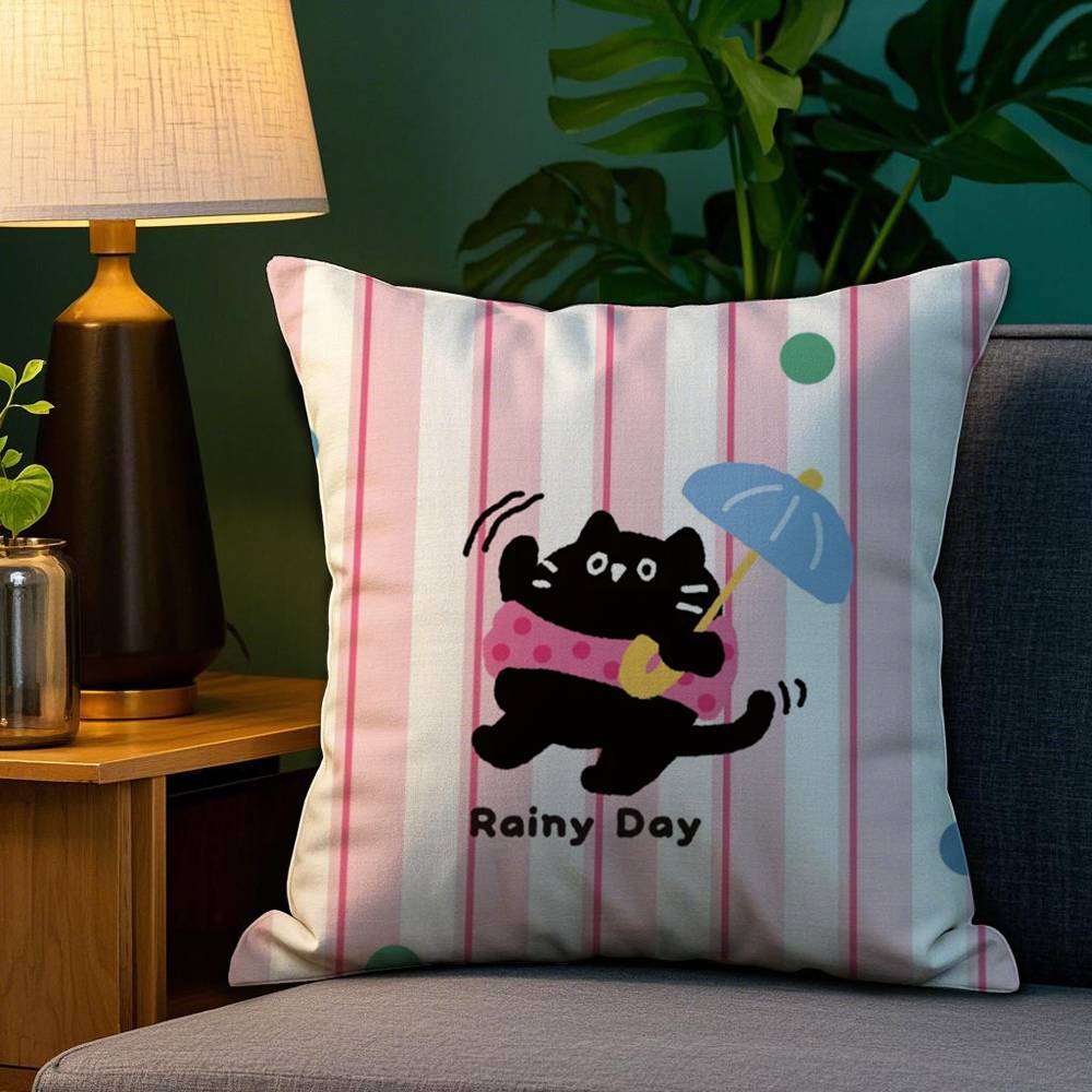 Kawaii Cute Cat Pillow Case Plush Fabric Soft Double Sided Print Home Sofa High Quality Cushion Cover Throw