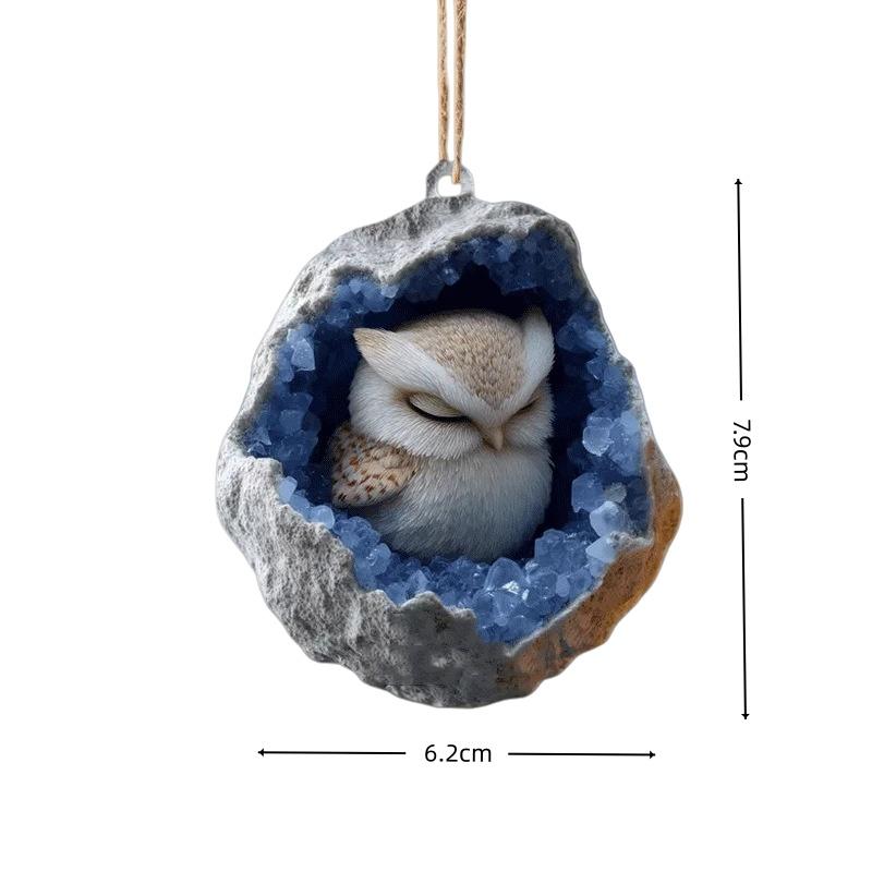 2D Flat Acrylic Cute Cartoon Animal Rabbit Owl Raccoon Pendant Christmas Tree Hanging Ornaments Home Decor Creative Xmas Gift