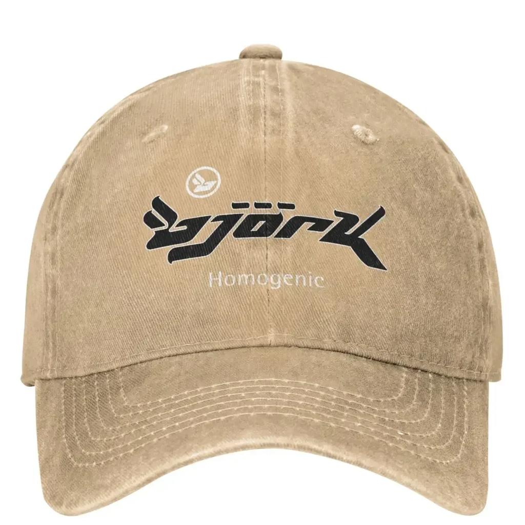Lässige Björk Homogenic Logo Schwarz Weiß Baseballkappen Unisex Damen Used Denim Snapback Hut Outdoor Laufen Golf