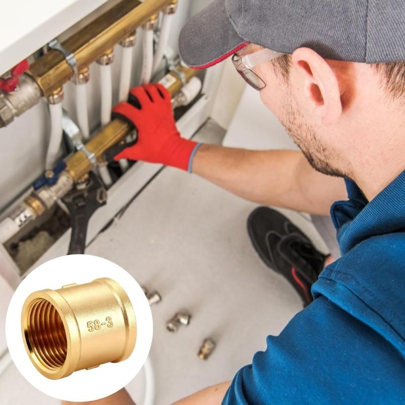 3lots 1 Inch Internal Thread Brass Couplings Includes Tape for Secure Sealing In Water Pipe Applications