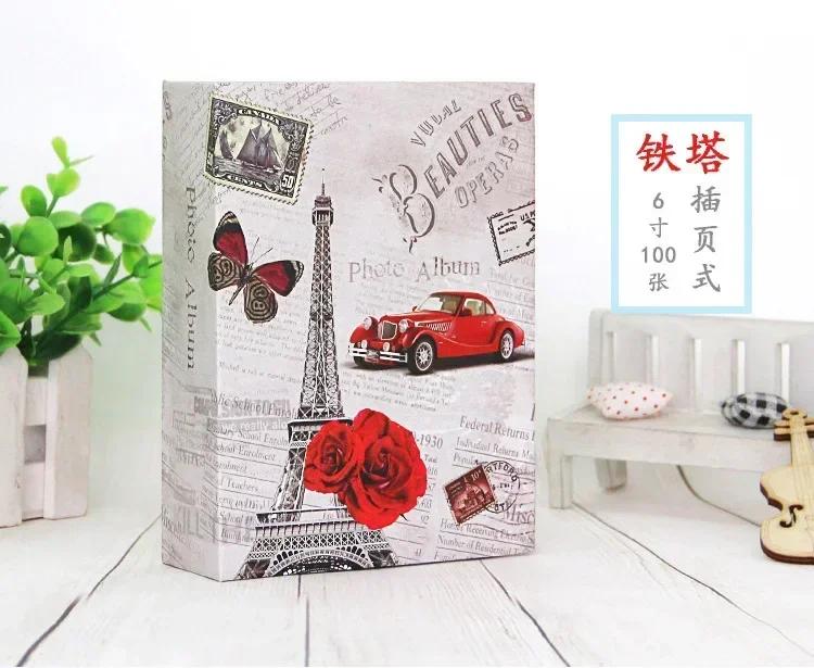 

Семейный 6-дюймовый 100 фотографий 4R Image Art Фотоальбомы Интерстициальный альбом Классический ретро фотоальбом Коллекция Домашнее украшение