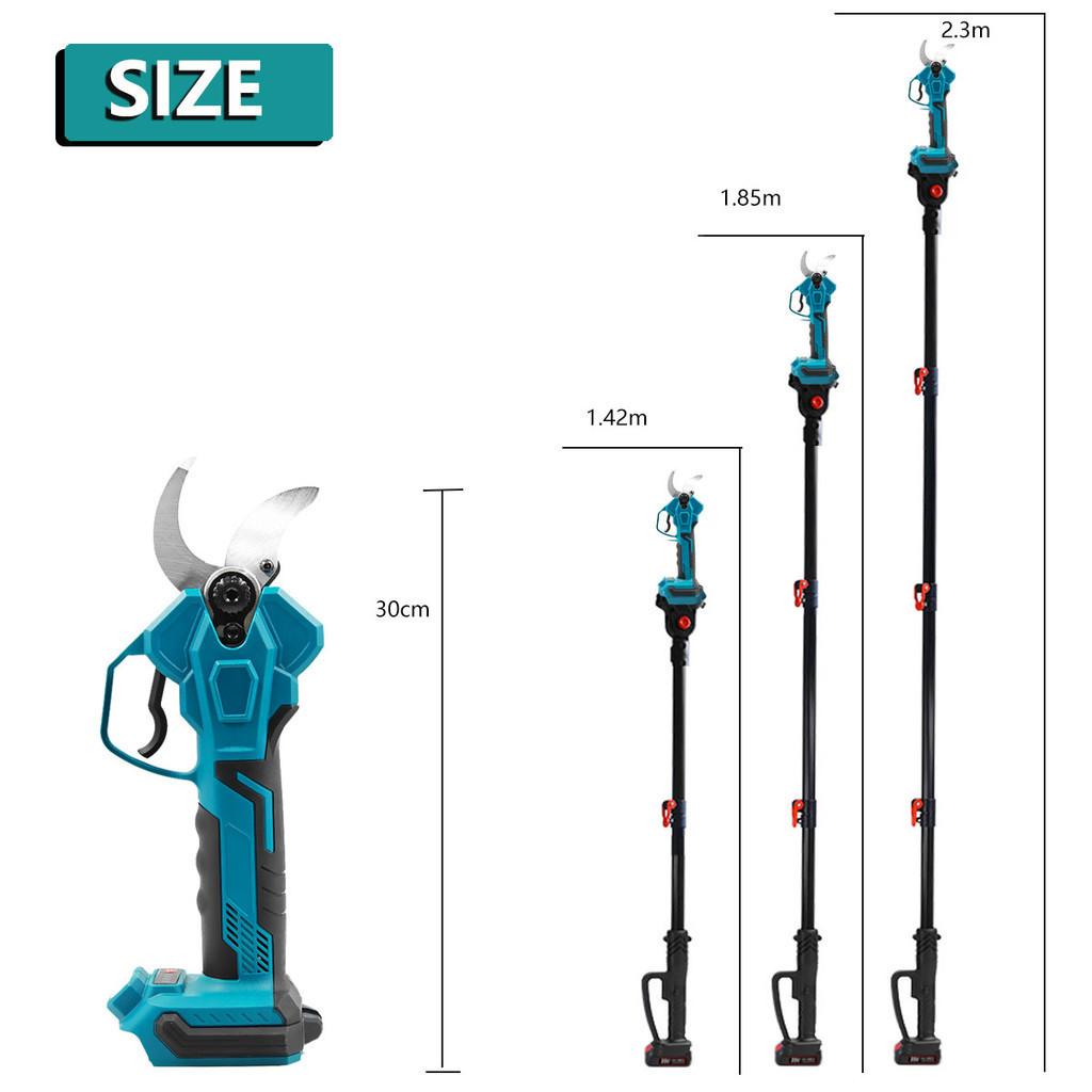 Brushless Cordless Electric Scissors Extension Pole Pruner Pruning Shears Efficient Fruit Tree Bonsai Pruning Branche Cutter Blue