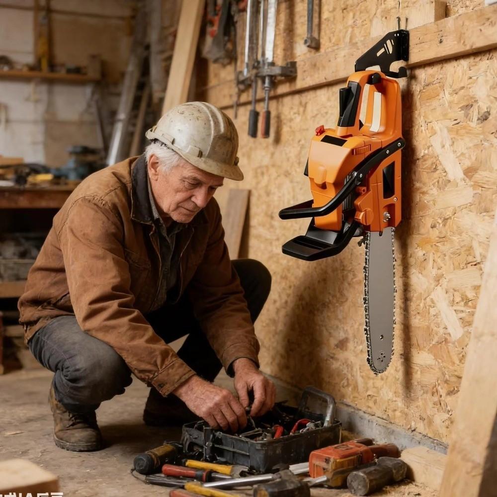 Tool Hanger Metal Chainsaw Wall Mount Space Saver Heavy Duty Chainsaw Hangers Anti-Slip Chainsaw Rack Shed Organization