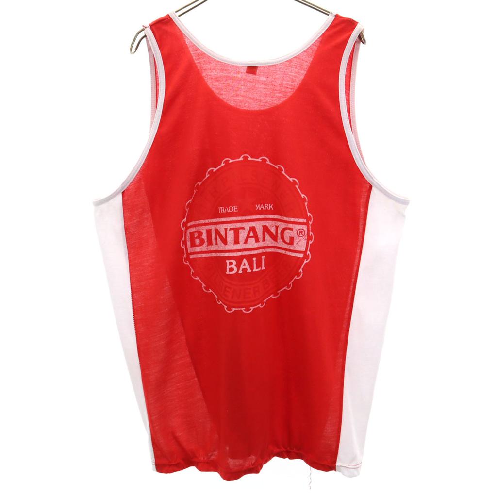 BINTANG 90s Old Back Logo Print Tank Top XXL Red Unisex Men's Used