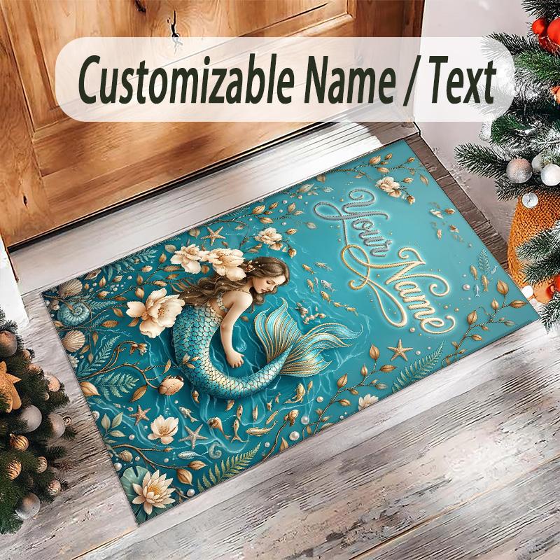 Fantasy Magic Theme Crystal Velvet Rug Personalized Custom Name Text Soft Floor Mat Home Decor