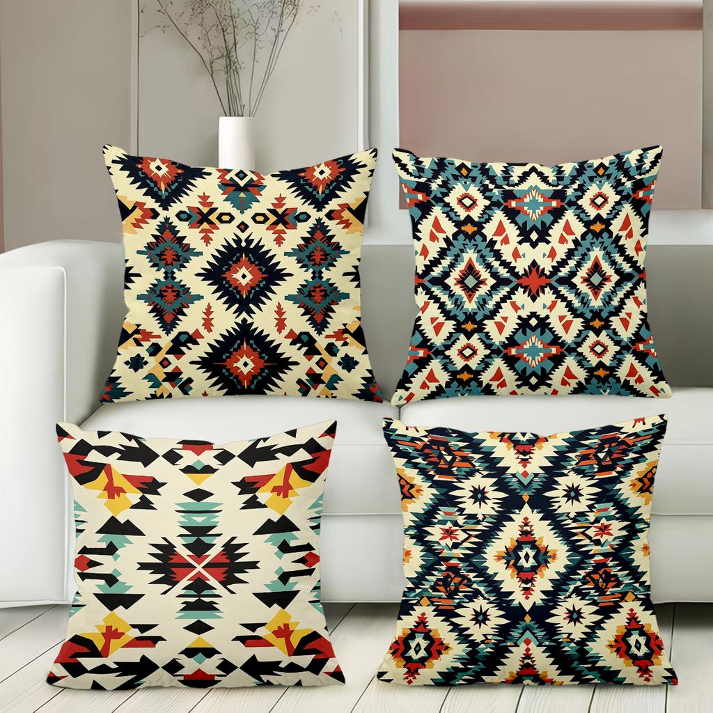 Bohemian Pattern Decorative Throw Pillow Cushions Polyester Pillowcase, Sofa Decorative Cushion Cov Headboard Pillow
