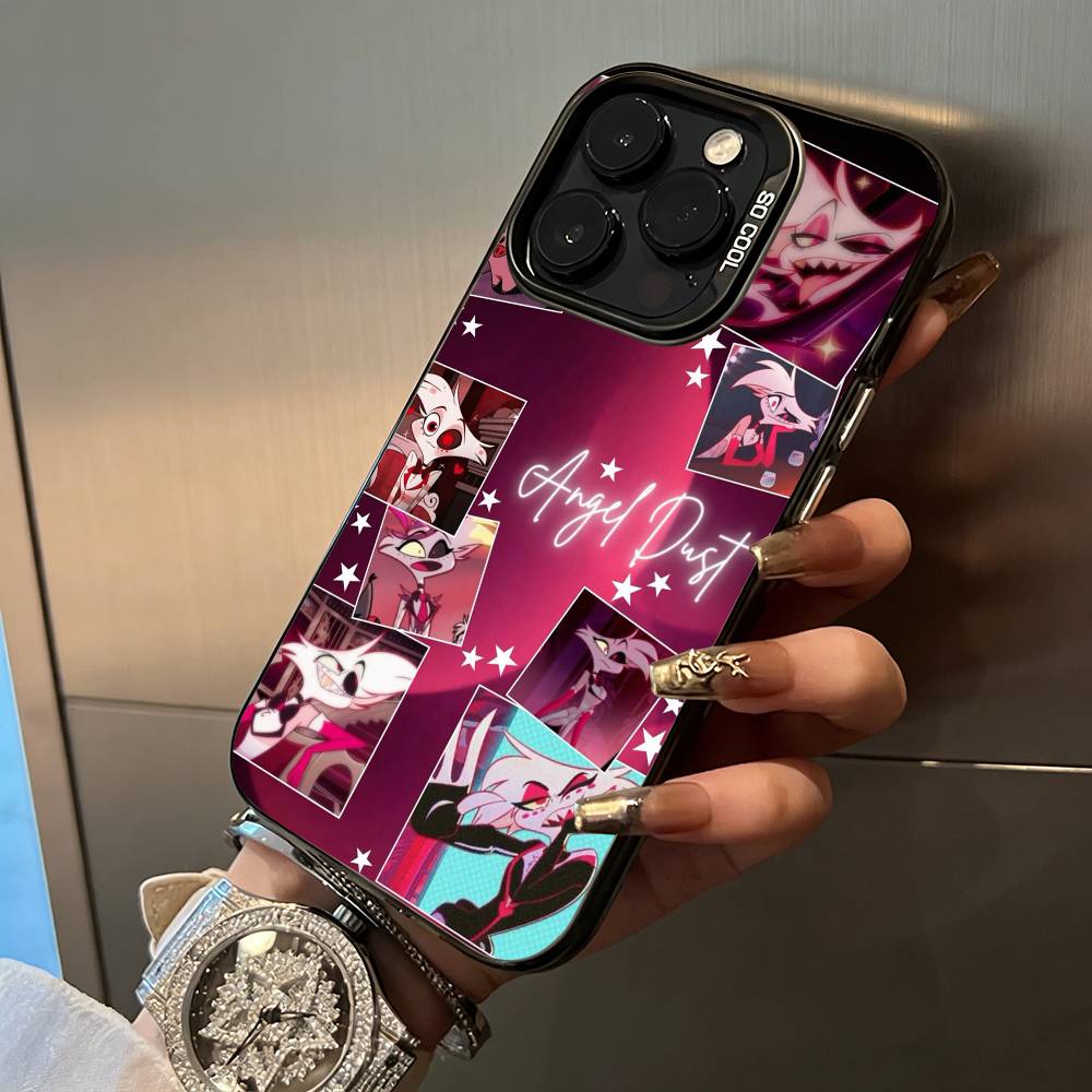 A-Angel Dust H-Hazbin H-Hotel Custodia per Telefono Per iPhone 17,16,15,14,13,12,11 Plus Pro Max Custodia per Telefono Colorata Argentata