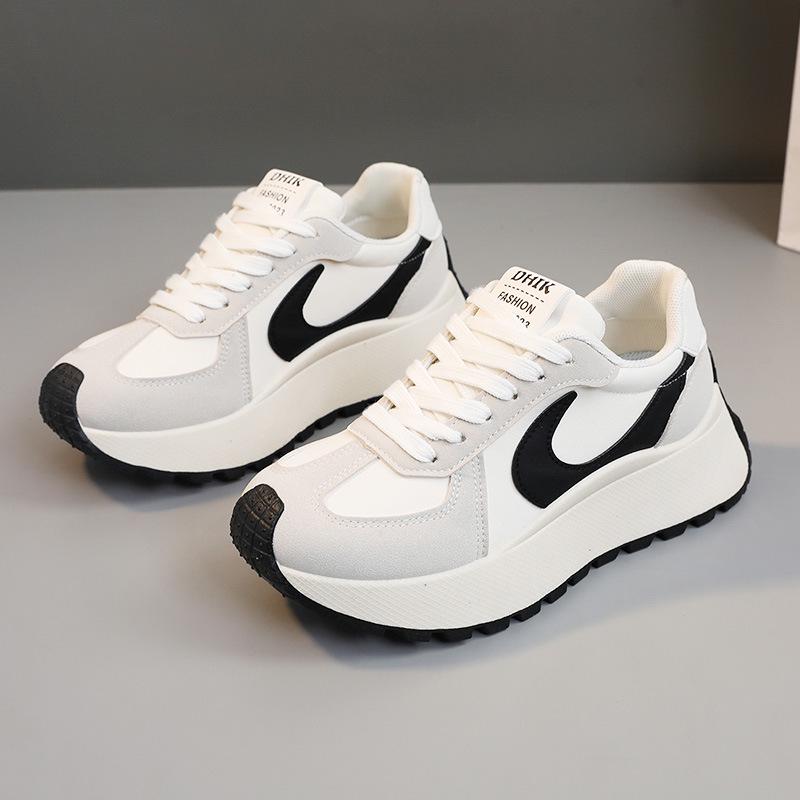 

BN001 Women s 2024 Spring/Summer Thick-Soled Height-Increasing Round-Toe Trendy Korean Style Casual Sneakers 36 чёрный