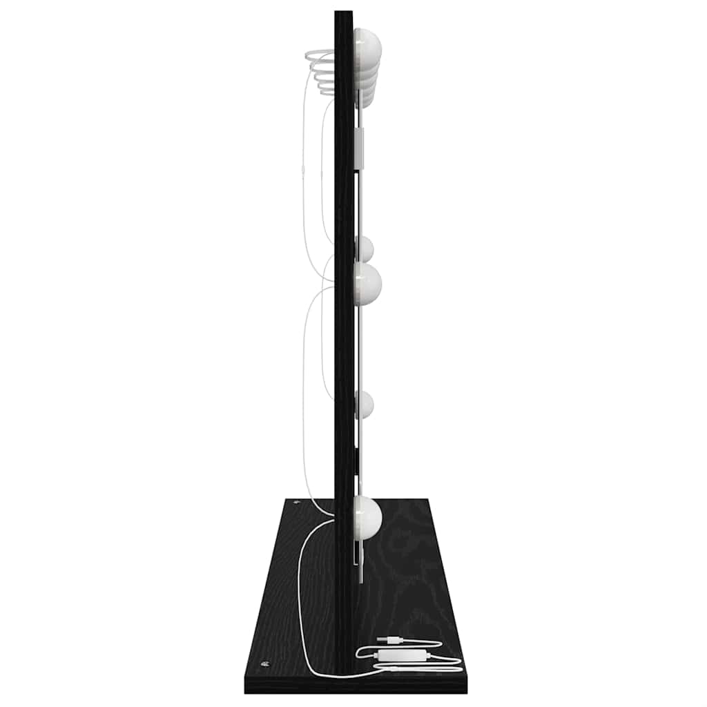 Black Washbasin Mirror with Oak Effect 80 x 15 x 18 cm
