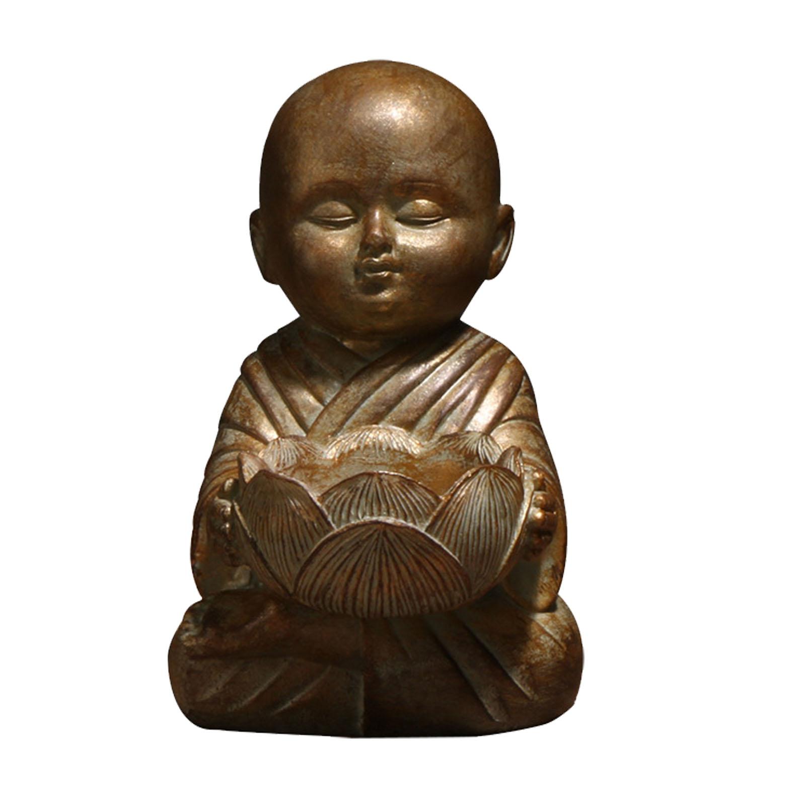 Health & Beauty Product Antique Brass Little Monk Statue Candlestick Holder Vintage Exquisite Decorative Buddha Statue Candle Holder For Home Desktop Office