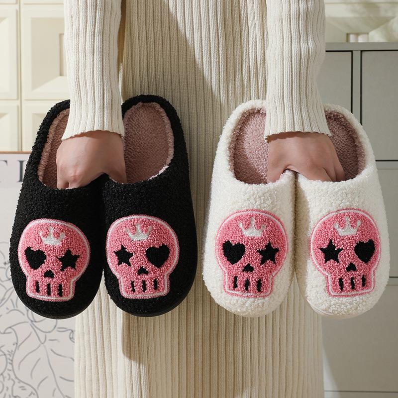 New Halloween crown skull cartoon warm winter cotton slippers men and women couples home indoor cotton slippers