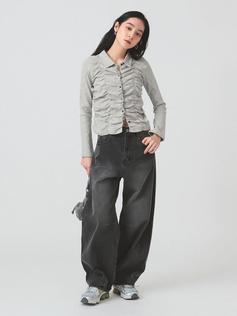 Ray Beams Women's Denim Barrel Jeans Pants, Black 0