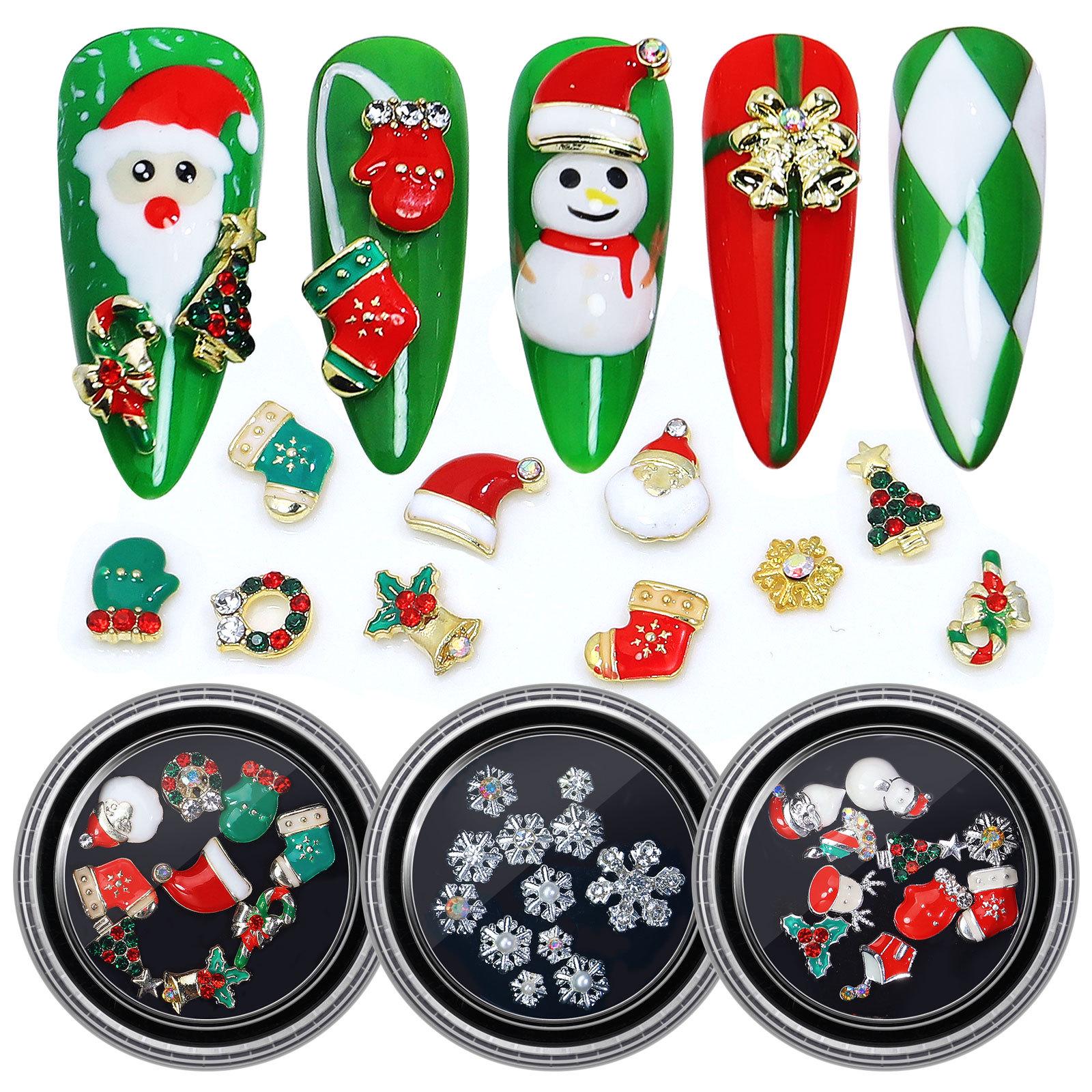 

Exclusive Christmas Nail Art: Santa Claus, Snowflake, Pearl, Rhinestone Alloy Rivets