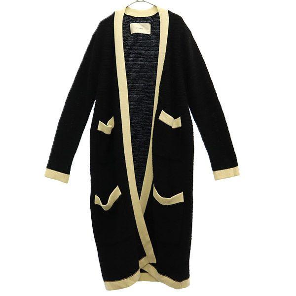 

ADAWAS Кардиган длинной вязки с длинным рукавом F Черный x белый Женский Б/у