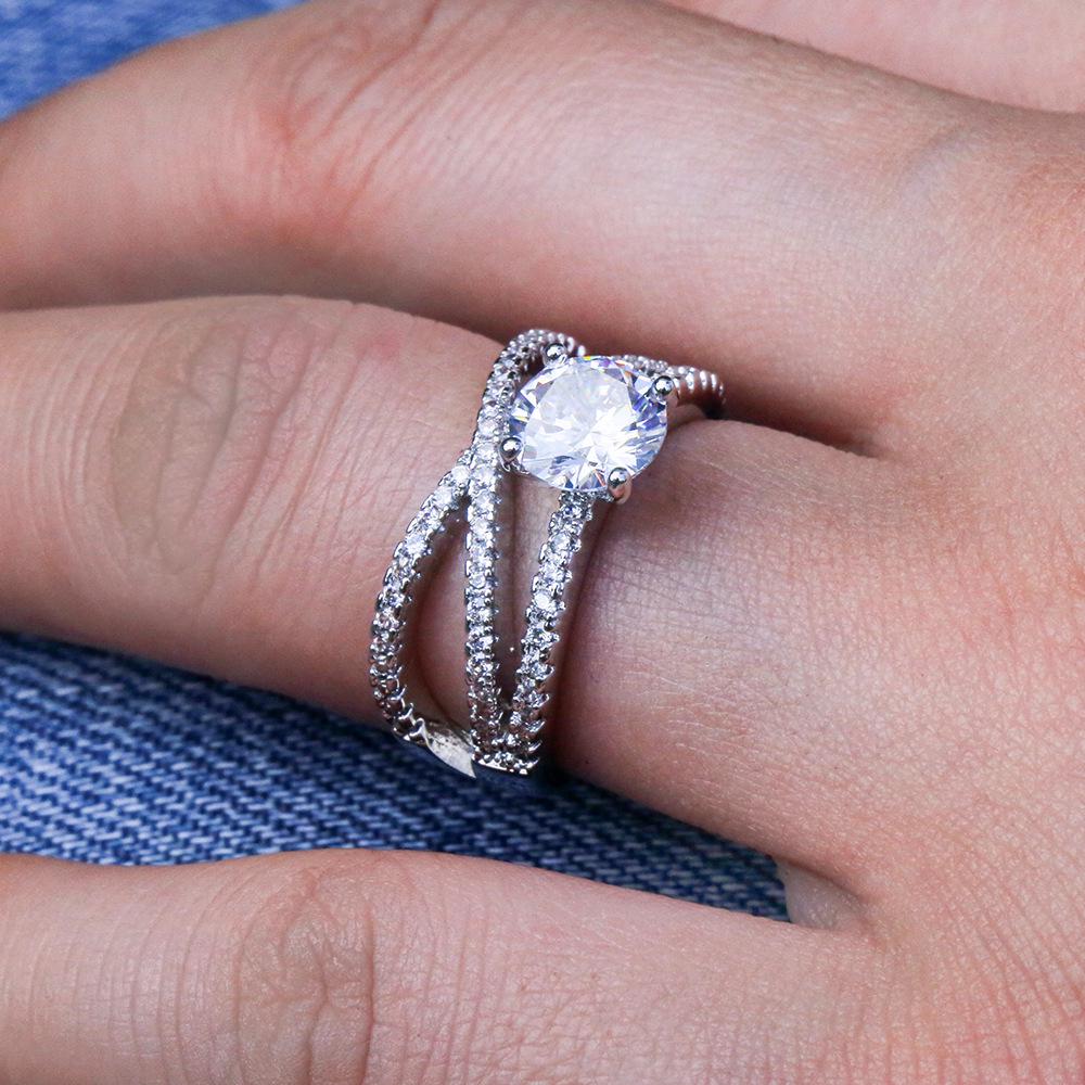 Super Flash Eight Hearts And Eight Arrows Zircon Diamond Ring, Double-Wrapped Engagement Ring For Women