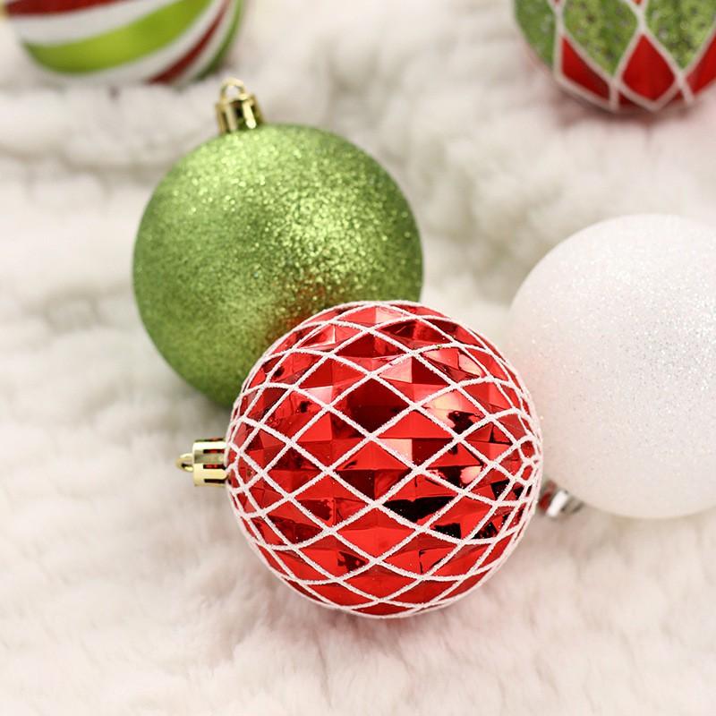 Christmas Decorations Red Green White Tree Ornaments Set Holiday Party Decor
