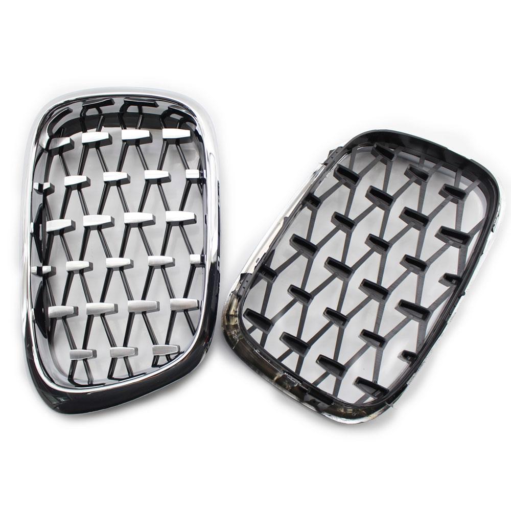Front Diamond Kidney Grille Gypsophila Grille For BMW E39 M5 Series 1997-2003 520i 525 530 ABS Silver Black