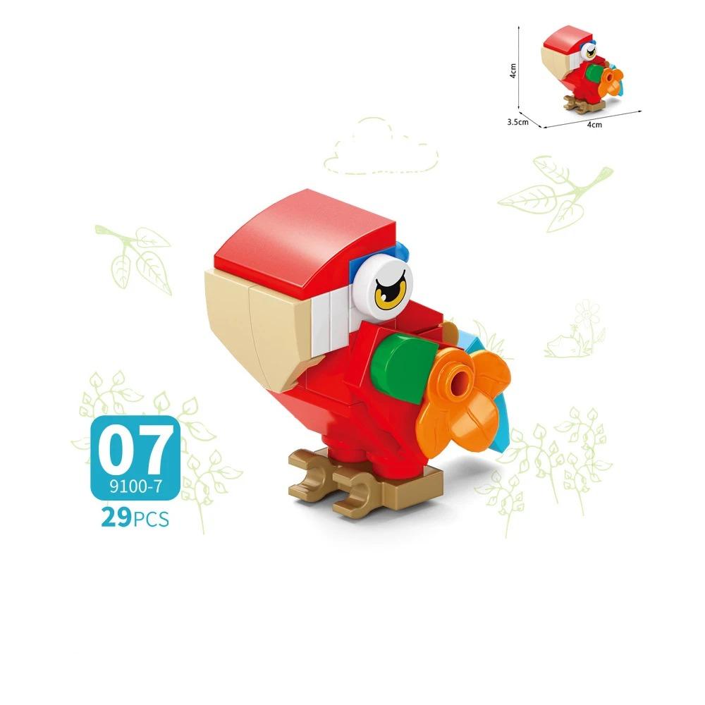 MOC Animal Building Block Accessories Set Crow Parrot Peacock Eagle Flamingo Transport Horse Ox Cart Gift Brick Model Toy K001