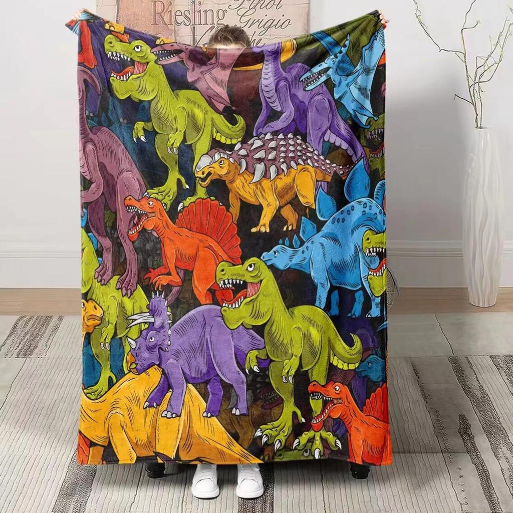Cartoon Dinosaur Series Printed Blanket for Sofa Travel Camping Living Room Office Conditioning Blanket for All Seasons Gifts