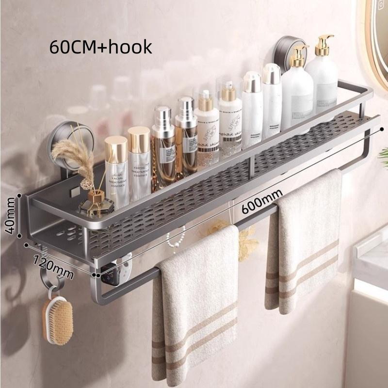 Suction Cup Mount Bathroom Shelf Multifunctional No Drill Hanging Bath Room Basket Household Shampoo Storage Rack Tray