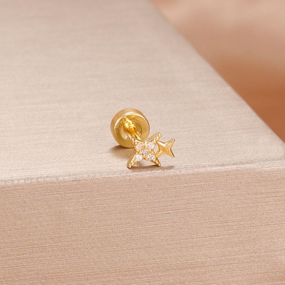 1PC Stainless Steel Star Moon Cartilage Piercing Earrings 18K Gold Plated Helix Tragus Ear Stud Earring Body Jewelry Bijoux Gift