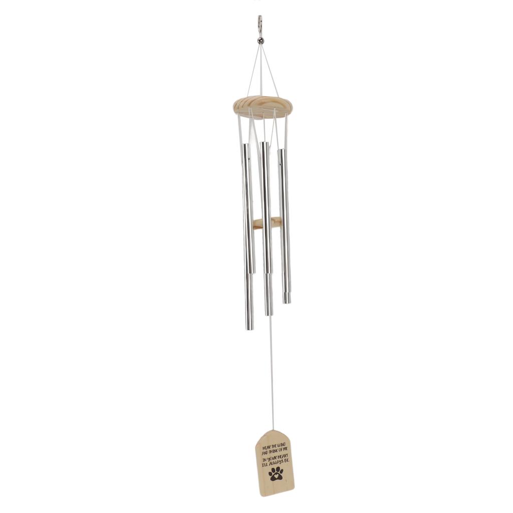 Pet Memorial Wind Chimes Wooden Outdoor Sympathy Wind Chimes Dog Memorial Remembrance Gifts with Thickened Aluminum