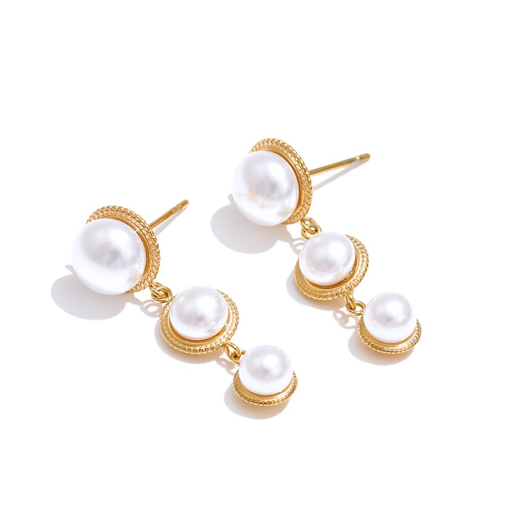 

Yhpup Fashion Stainless Steel Imitation Pearls Small Drop Dangle Earrings Daily Wear Korean Popular Elegance Chic Jewelry Gift
