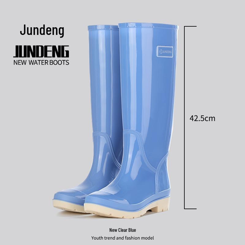 Женские 42 см Очень Высокие Нескользящие Утолщенные Водонепроницаемые Резиновые Сапоги для Путешествий, Уборки Столовой и Модной Носки