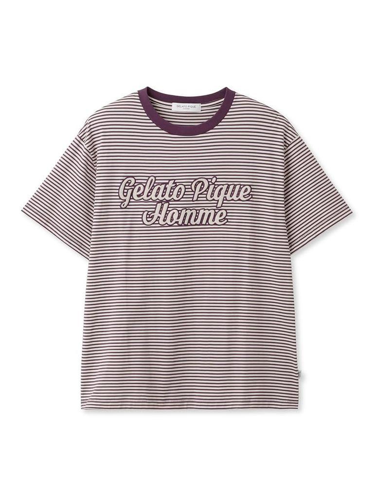 Gelato Pique HOMME Chain Stitch Logo Border PMCT241985 PPL T-Shirt Men's