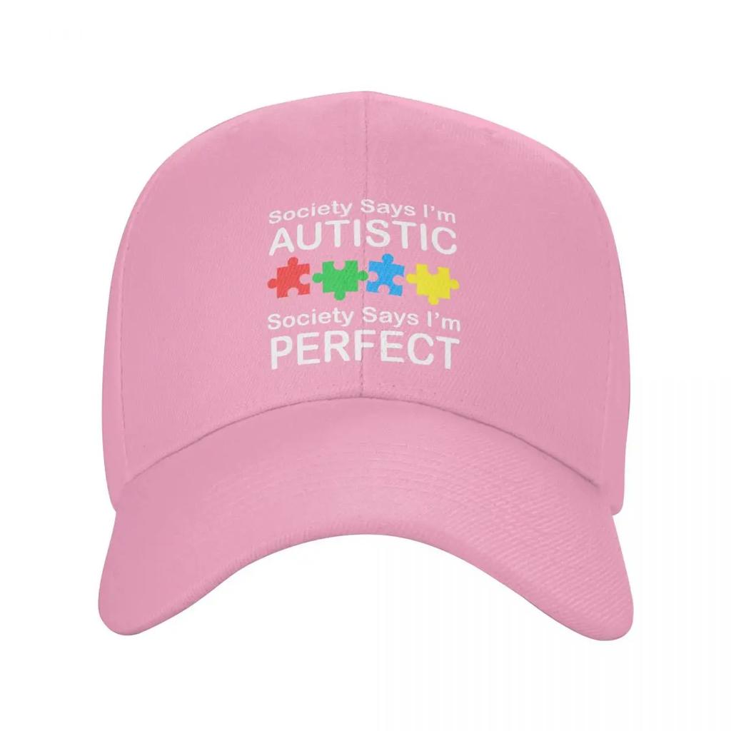 Custom Cool Society Says Im Autistic God Says Im Perfect Baseball Cap Unisex Women Adjustable Unisex Dad Hat Spring Sun Hat