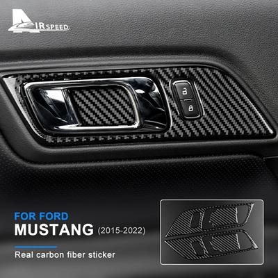 Carbon Fiber Auto Tür Innen Griff Tür Schüssel Abdeckung Rahmen Aufkleber für Ford Mustang 2015-2022 Zubehör Innen
