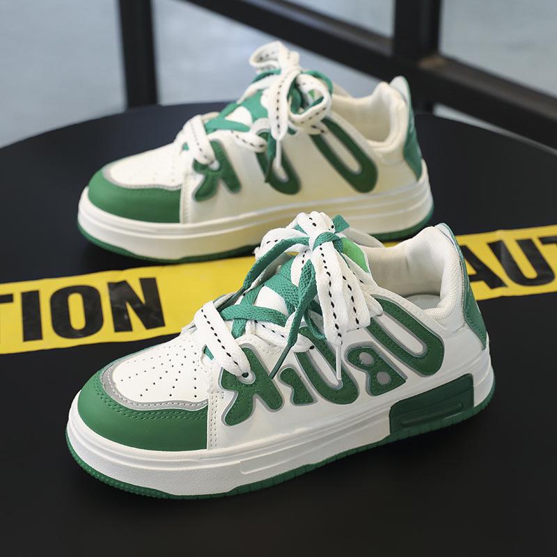 Board shoes student shoes spring and autumn 2025 new leather surface older children's casual little white shoes women's shoes flat bottom low top