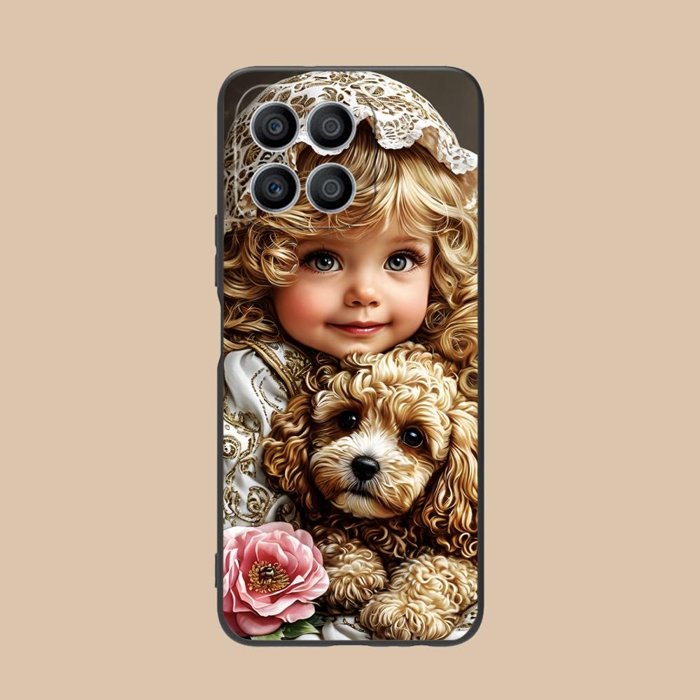 Girl Dog Puppy Matte TPU Mobile Phone Case for Honor 90 80 70 60 50 30 20 10 9 8 7 Pro S SE Lite 5G Colorful Printing Cover